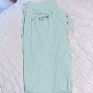 Mint color jeans